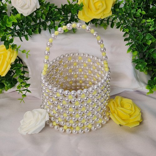 Yellow and White - Flower Girl Pearl Basket "Nya" Style - Oddsizes